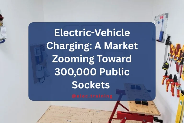 A small workshop room with electrical wiring on a white wall, a wooden workbench with black blocks, and a tool rack holding various hand tools