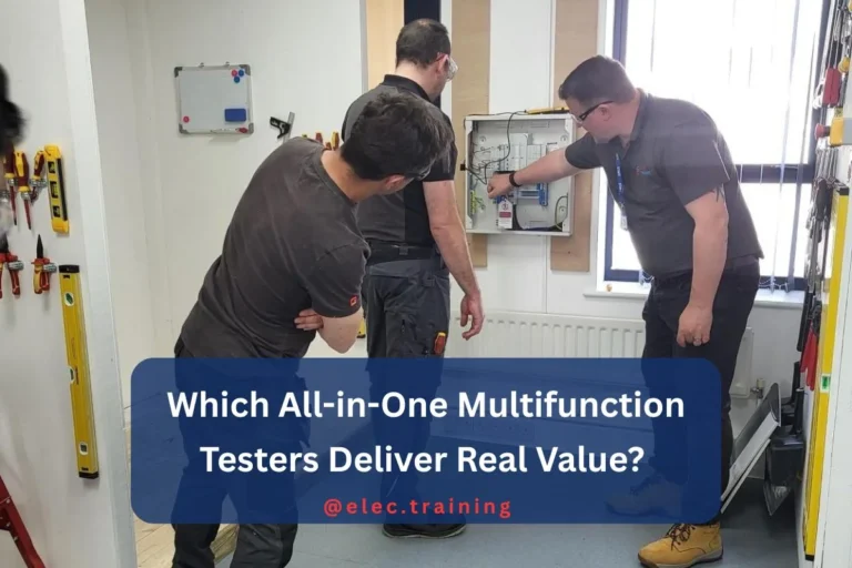 Electrician learners practicing with trainer