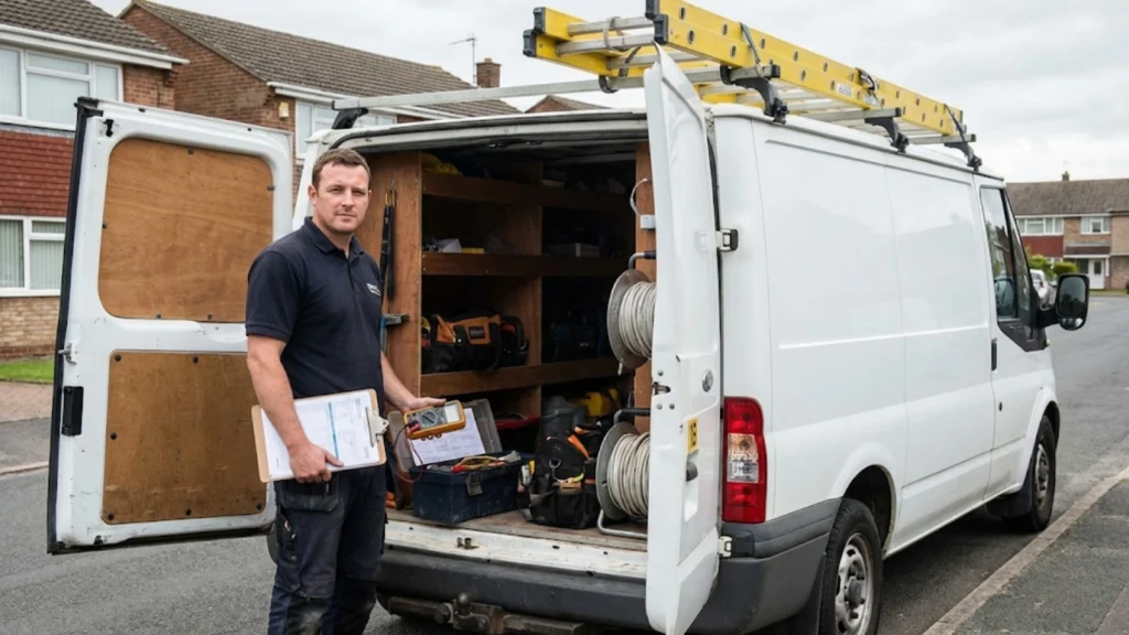 Traditional electrician setup from 2018 showing pre-digital work practices and simpler compliance requirements