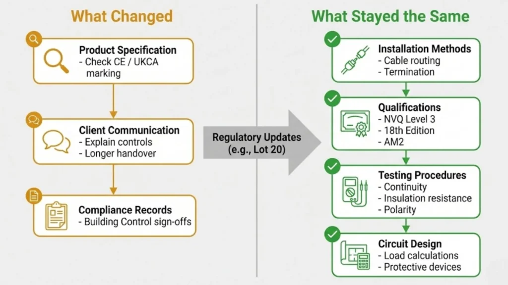 What changed and what stayed the same for electricians after regulatory updates.