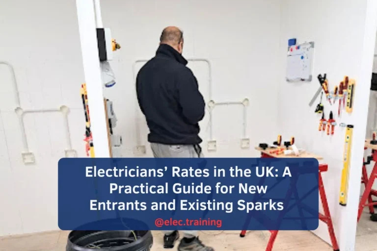 electrician learner standing inside the electrical bay area