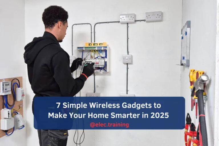 Learner connecting sockets and switches on practice board