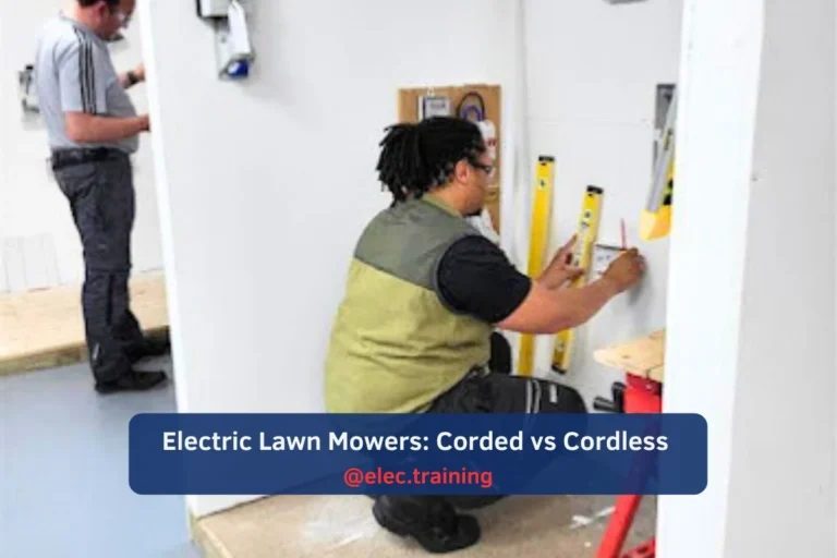 Learner stripping insulation from cables with wire strippers during practice