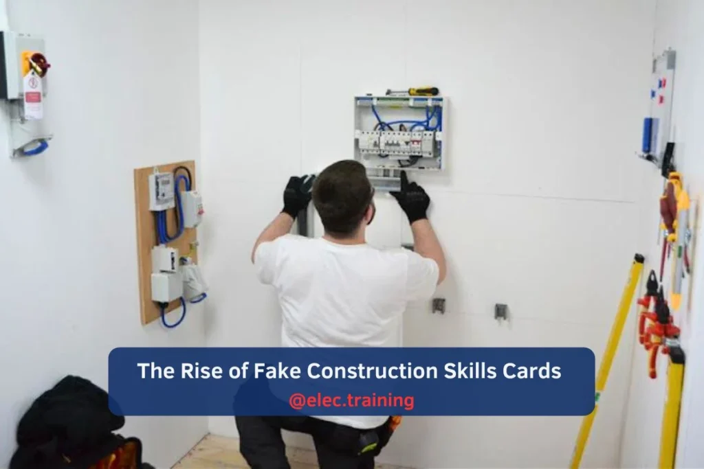 Trainee working on consumer unit wiring inside a practice bay