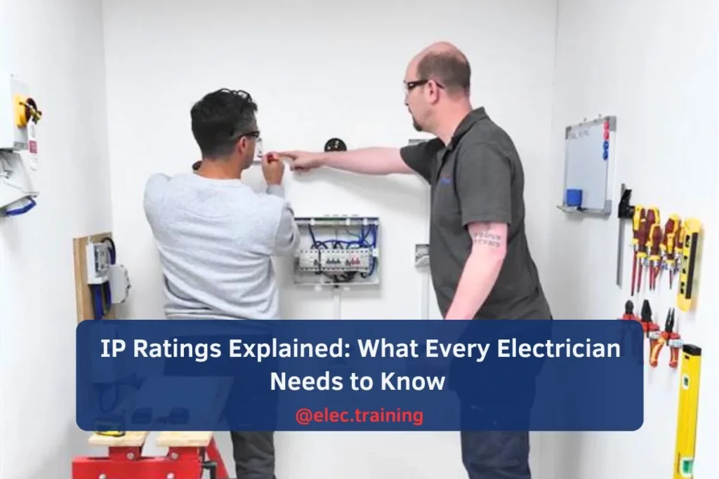 Instructor observing learner install MCBs in consumer unit Level 3 NVQ Electrical