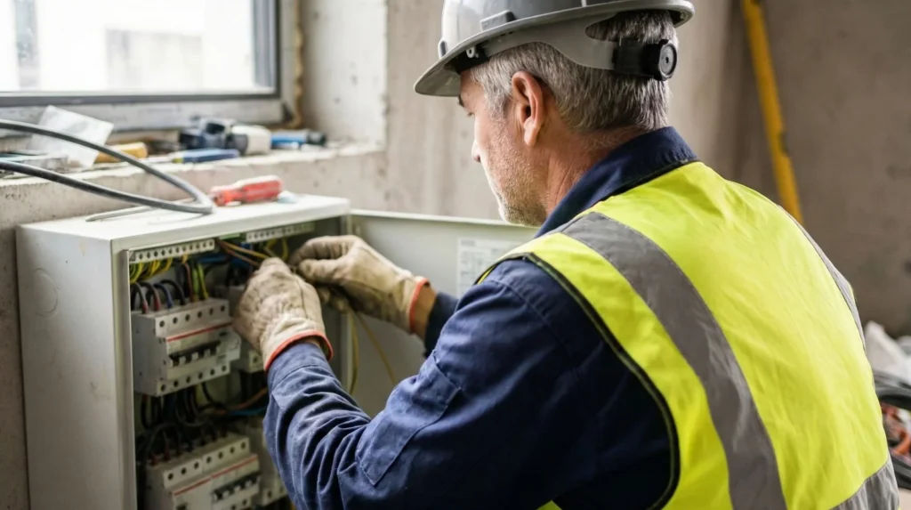 50-year-old career changer attending electrical training course showing mature entrants have no legal age barriers in UK