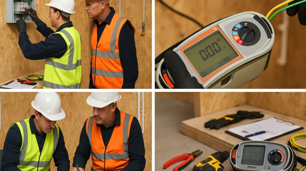 NVQ Level 3 electrical installation training showing portfolio evidence gathering and practical assessment