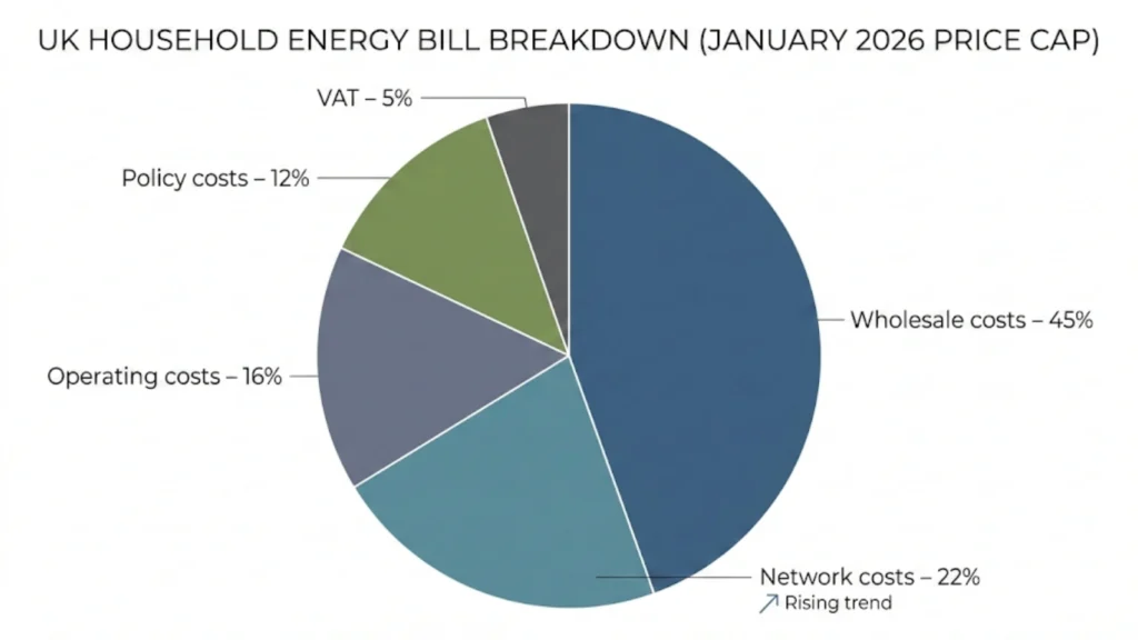 UK energy bill breakdown pie chart for January 2026 price cap