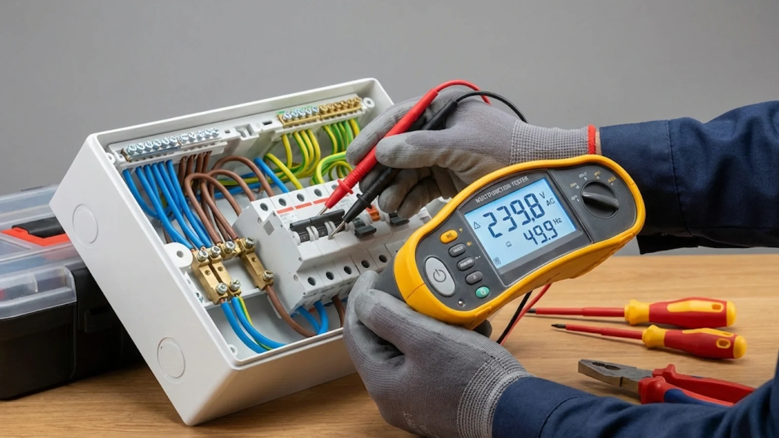 Electrician using multifunction test equipment for fault diagnosis and circuit verification Fault-finding requires systematic diagnostic logic. A tripping RCD can have dozens of causes, and the cable is usually hidden inside a wall