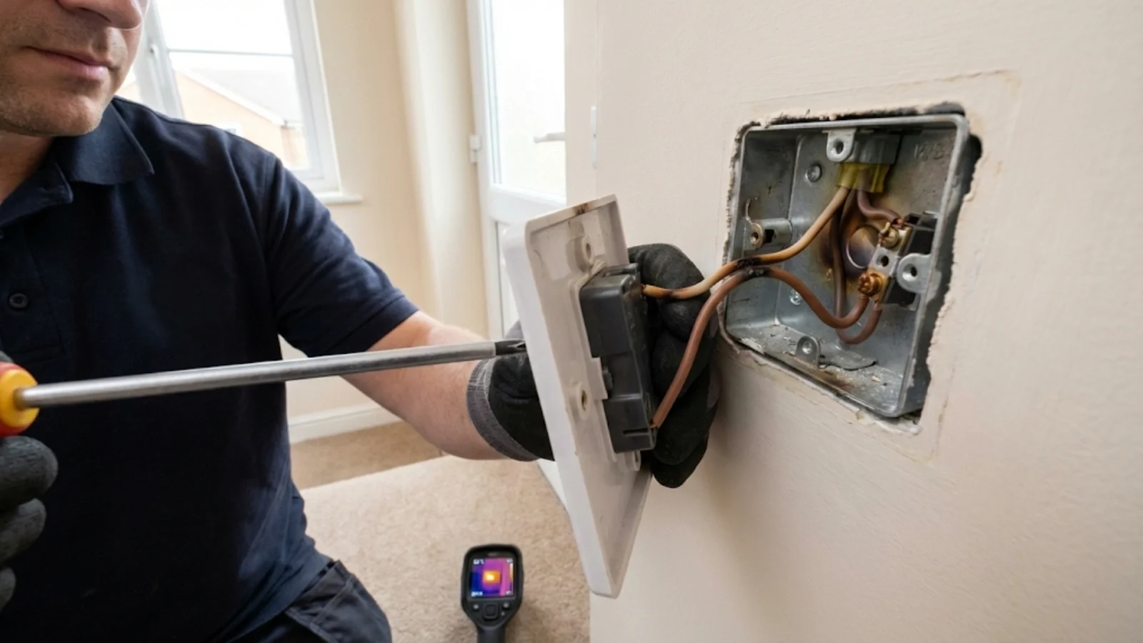 High resistance joints cause heat buildup and voltage drop, requiring secure re-termination and component replacement